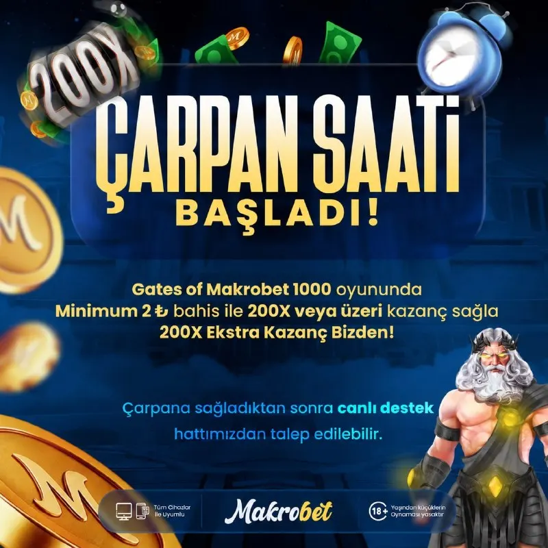 🔥 ÇARPAN SAATİ BAŞLADI! 📍 ↪️ Gates of Makrobet Makrobet 1000 oyununda minimum 2₺ bahisle…