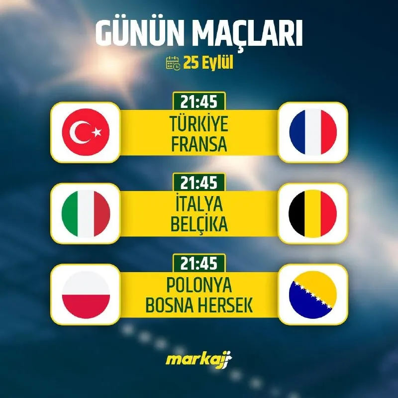 🌌🌌🌌🌌🌌 🌌🌌🌌🌌🌌🌌🌌 ⚽️ Günün en dikkat çeken mücadeleleri seni bekliyor. TÜRKİYE 🆚 FRANSA…