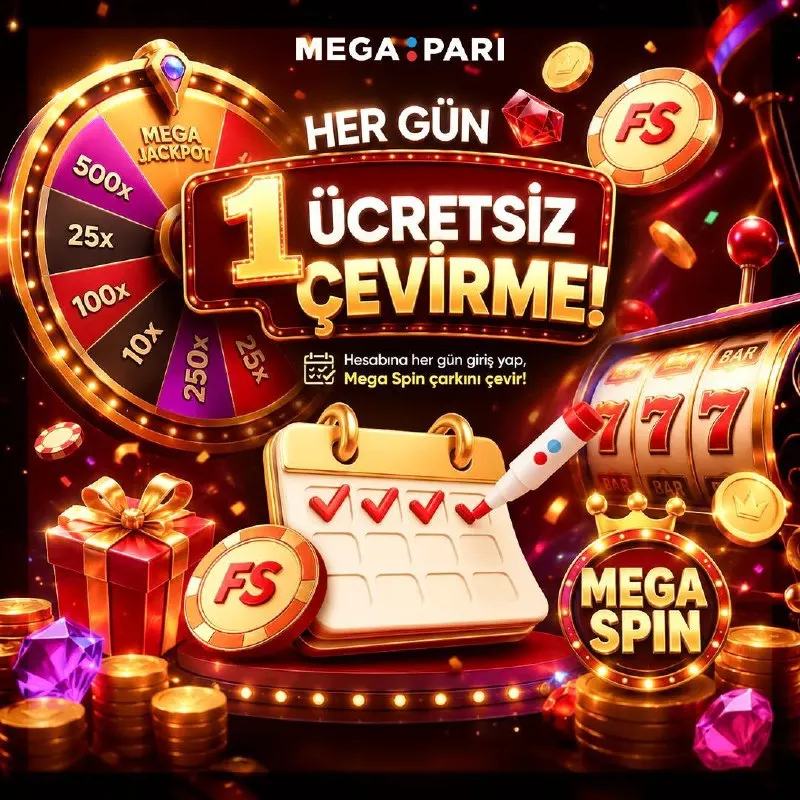 🎡 HER GÜN 1 ÜCRETSİZ ÇEVİRME SENİ BEKLİYOR! 🔥 Mega Spin ile her gün hesabına giriş…