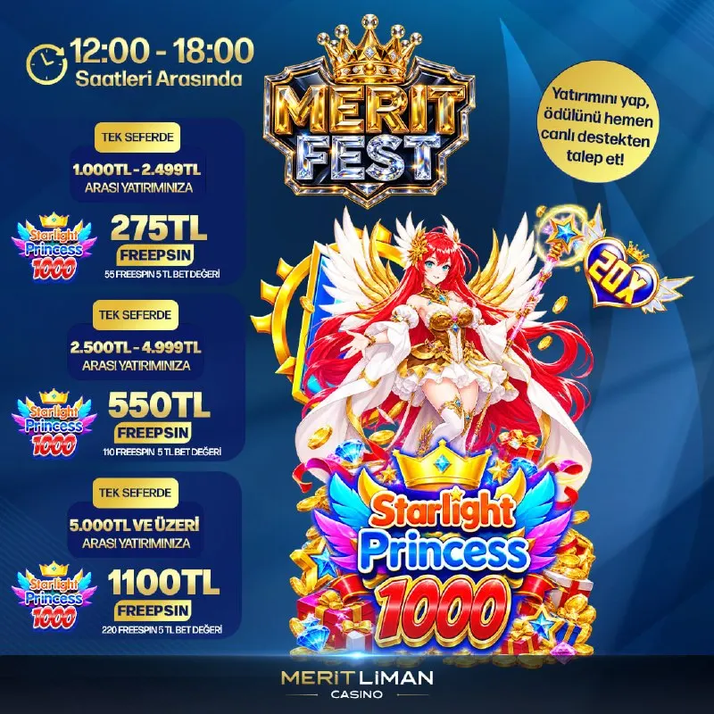 📢 MERİT FEST (12:00 - 18:00) Detaylar için canlı destek hattımıza bağlanın. 🍀 Tüm…