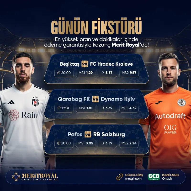 💙 #MeritRoyal’de 😀😀😀😀😀 💙20:00 | Beşiktaş 😀 Hradec 💙 19:00 |Qarabag FK 😀 Dinamo Kiev 💙…