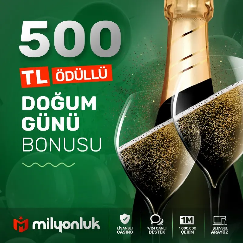 🎉 Doğum Günü Bonusu 🎂 Doğum günleri Milyonluk'da her zamankinden daha özel! Şimdi…