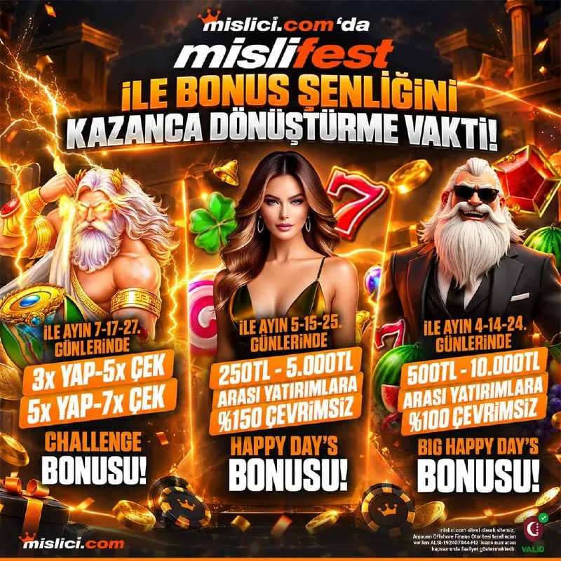 🔥 MİSLİFEST DEVAM EDİYOR!🔥 Her ayın 5 - 15 - 25. günlerinde 💥 %150 BONUS fırsatı seni…