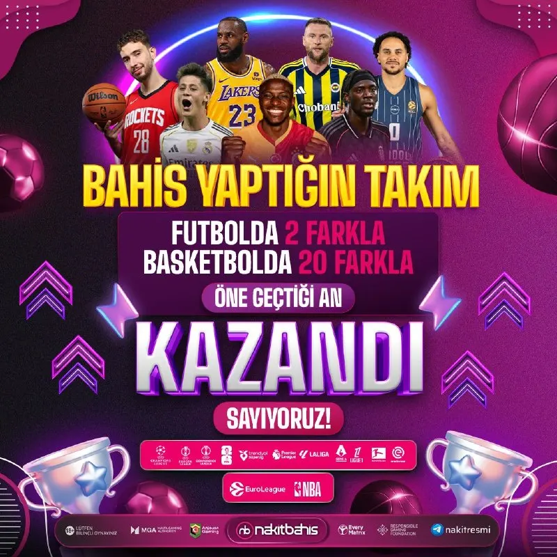 🫥Bekleme, Nakit Bahis’le Kazancını Erken Al! ⚽️Basketbolda 20 fark, futbolda 2 fark…