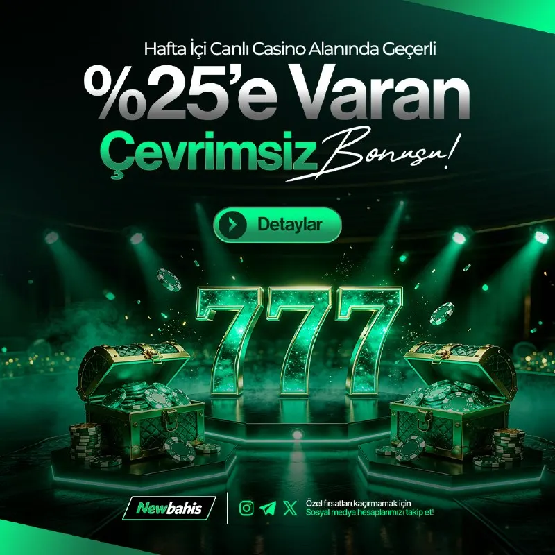 🔥 CANLI CASİNO’DA %25’E VARAN BONUS! 🔥 Hafta içi canlı casino keyfini bonus avantajıyla…