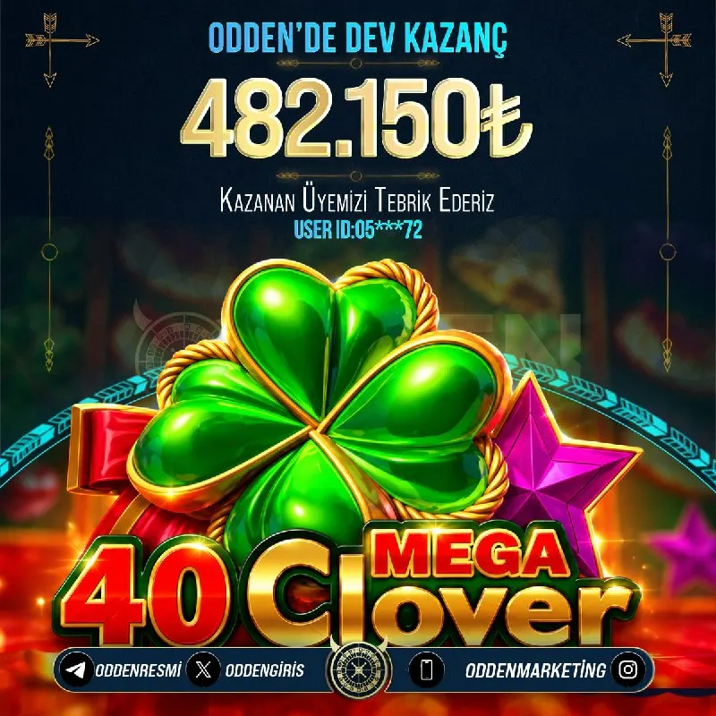 💎 ODDEN’DA DEV KAZANÇ!!! 💥 40 CLOVER MEGA oyununda tam 🌟🌟🌟✨🌟🌟🌟TL kazanca ulaşan üyemizi…