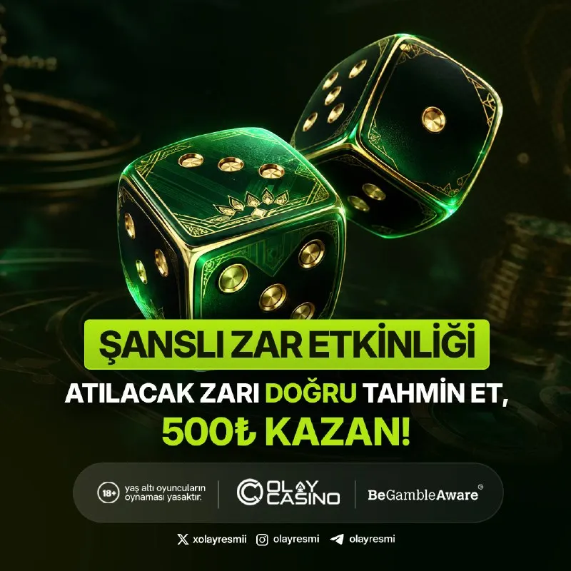 🎁OLAYCASİNO ZAR ETKİNLİĞİ BAŞLADI ! 🍀 500TL NAKİT Kazanma Fırsatı; ⚡ 🎲 Zar Atışı yarın…