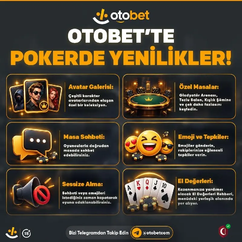 💛💛💛💛💛💛💛💛💛💛 🎉 Otobet Poker Yenilikleri! 🧑‍🎨 Avatarlar: Çeşitli karakter avatarlarından…