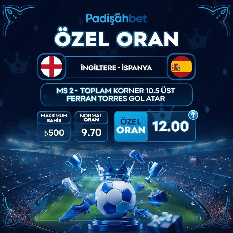 👑👑👑👑👑👑👑👑👑👑👑👑 ⚽️ İngiltere - İspanya 🚀 Özel Oran: 12.00 💰 Maksimum Bahis: 500₺ 📣 Oranlar…