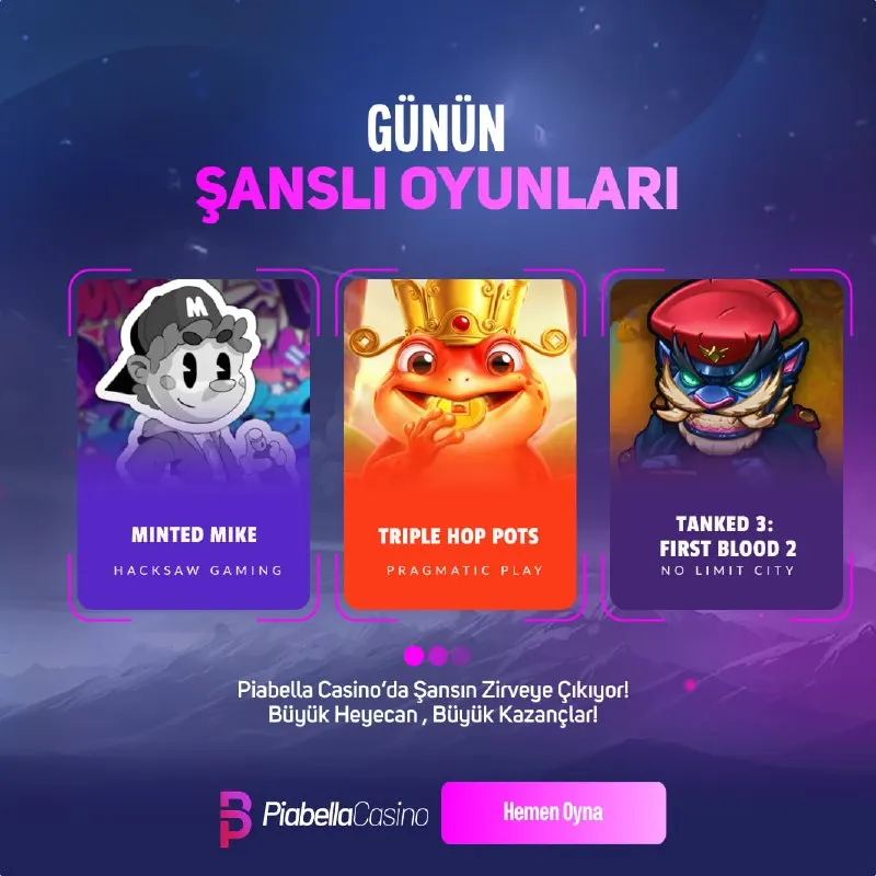 👑 Bugünün yıldızı Piabella'da parlıyor: günün şanslı oyunları ile kazancın kapılarını…