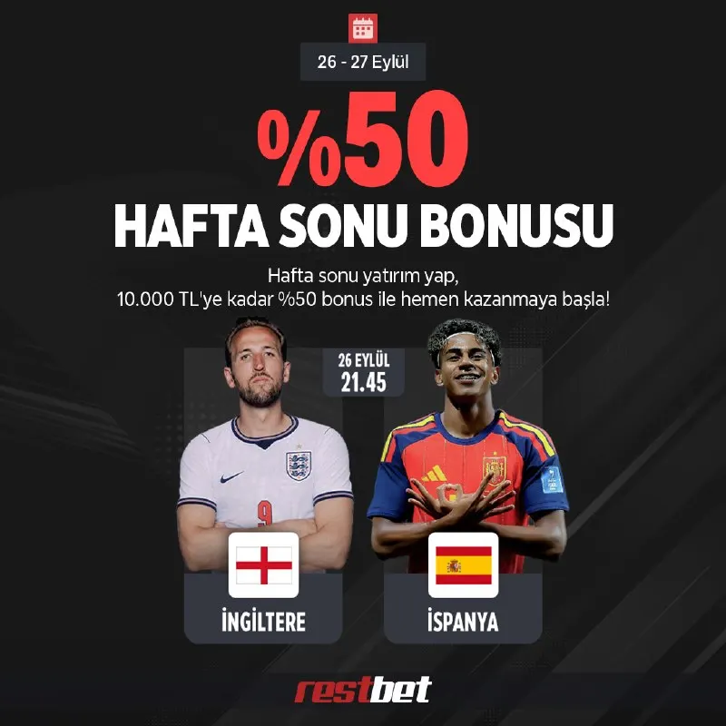 1️⃣0️⃣.0️⃣0️⃣0️⃣₺ BONUS SENİ BEKLİYOR! 📆 Tarih: 26-27 Eylül 📊 Bonus Oranı: %50 • Uluslar…