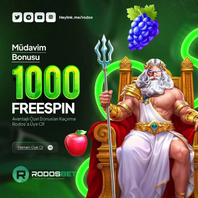 🔥MÜDAVİM BONUSU GÜNCELLENDİ! 💚 Rodos’ta kazananlar için ödül büyüyor! 🎰 Artık…