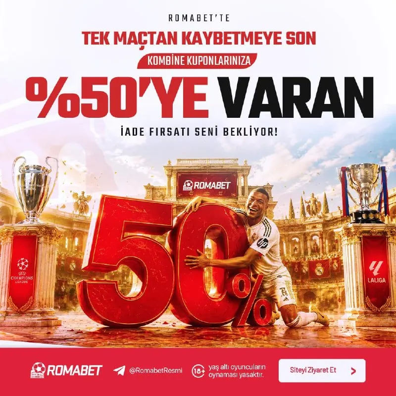 Tek Maçtan Kaybetmeye Son! Romabet’te %50’ye Varan İade Fırsatı ⚡Kampanya, sadece tek…