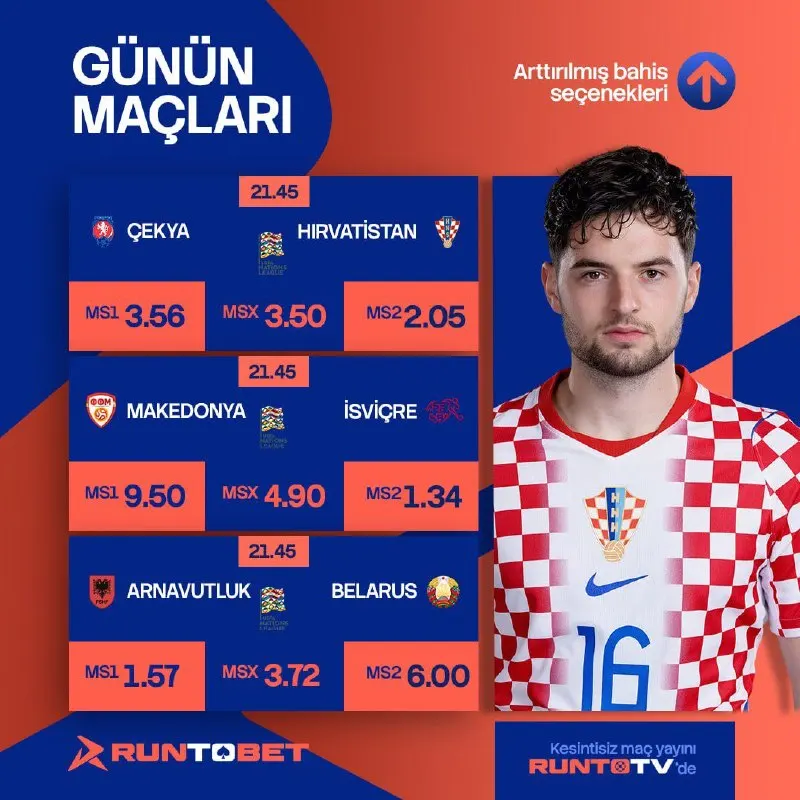 🔥 BU AKŞAM FUTBOLUN NABZI YÜKSELİYOR! 🔥 ⚽️ 21:45 | 🇨🇿 ÇEKYA 🆚 🇭🇷 HIRVATİSTAN ⚽️ 21:45 |…