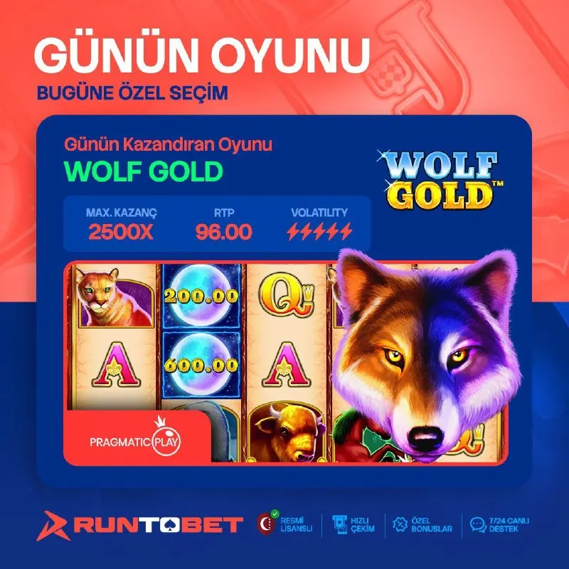🎰🔥 GÜNÜN OYUNU: WOLF GOLD🔥🎰 ⚡️ Bugünün favorisiyle şansını denemeye hazır mısın? 🎁…