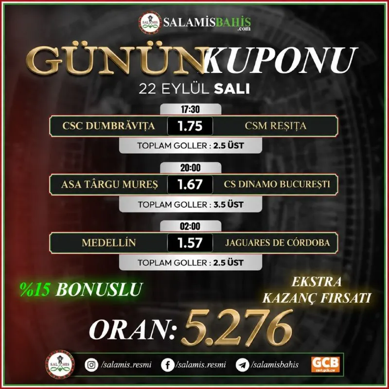 Günün en heyecanlı maçlarına en yüksek oranlar #salamisbahis'te seni bekliyor!! Hemen…