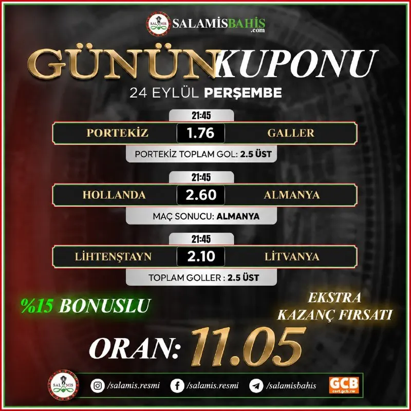 Günün en heyecanlı maçlarına en yüksek oranlar #salamisbahis'te seni bekliyor!! Hemen…