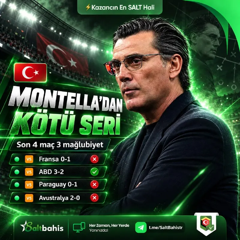 🚨 MONTELLA’DA ALARM ZİLLERİ! ❗️ 🎉🎉🎉🎉🎉🎉 A Milli Takım’da son 4 maçlık tablo pek iç açıcı…