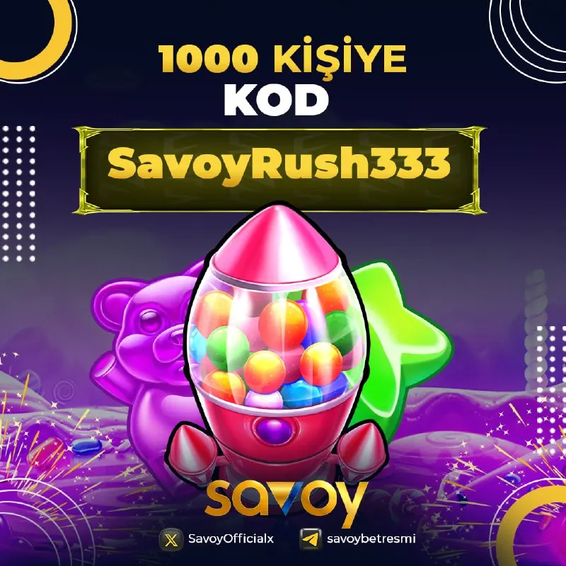 💰 SAVOY'dan 1.000TL DEĞERİNDE FREESPIN KODU 💰 ✅ Geçerli Oyun : Sugar Rush 🍭🍭 ✅ 100fs 10₺…