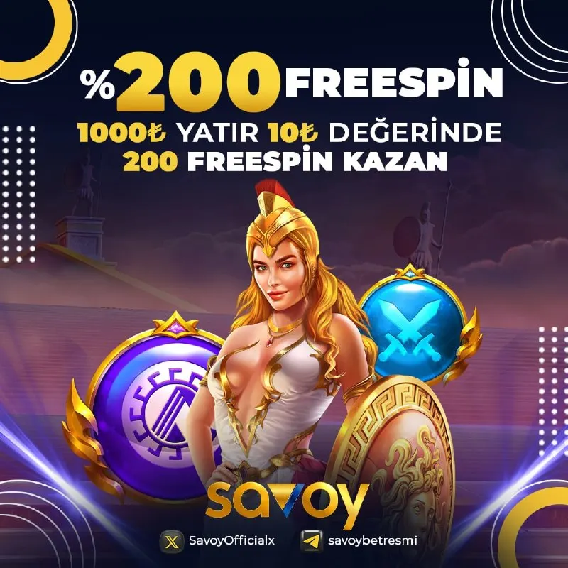 🆘 SAVOY’DA %200 FREESPİN AKTİF! 🆘 ✅ 1.000₺ yatır, 200 FS kazan! ✅ 10₺ bet değerinde ✅…