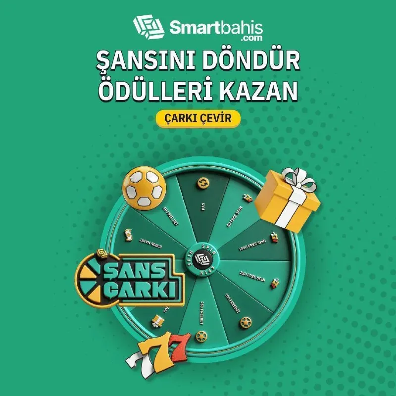 🍀 Şans Çarkı dönüyor, ödüller sahneye çıkıyor! 💙 Smartbahis'te çarkı her çevirdiğinde…