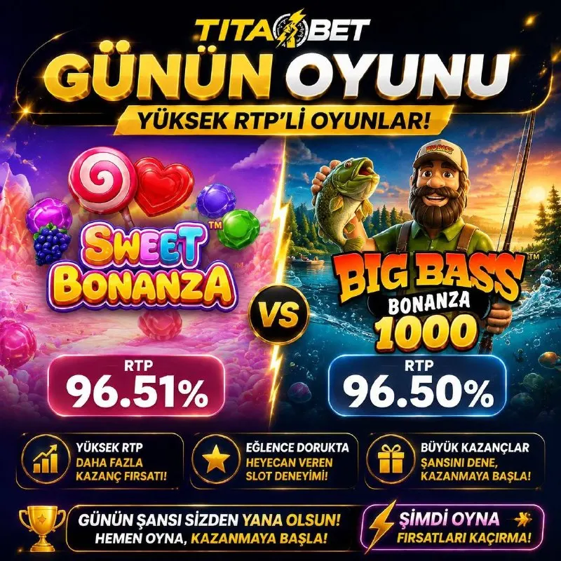 🎰YÜKSEK RTP’Lİ OYUNLAR SENİ BEKLİYOR! 🎰 💎Sweet Bonanza 🍬🍭🍬 💎Big Bass Bonanza 1000 🐟…