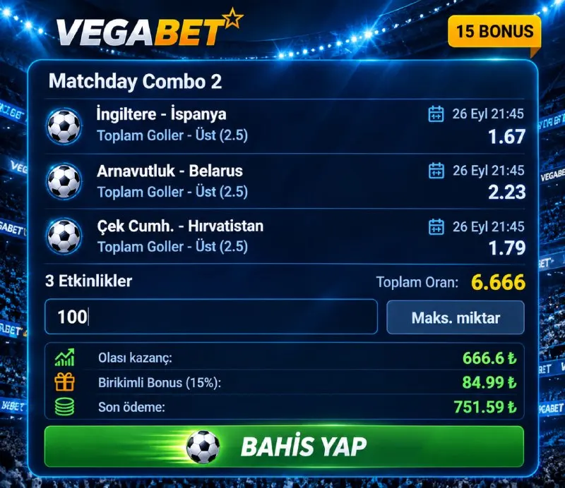 ✍️GÜNÜN KOMBİNESİYLE 🤑EKSTRA %15 DAHA FAZLA KAZANMAK İÇİN🤩 👉GÜNÜN KOMBİNESİNE BAHİS YAP📱…
