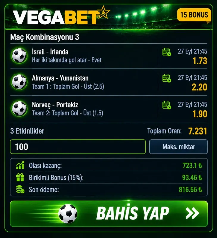 ✍️GÜNÜN KOMBİNESİYLE 🤑EKSTRA %15 DAHA FAZLA KAZANMAK İÇİN🤩 👉GÜNÜN KOMBİNESİNE BAHİS YAP📱…