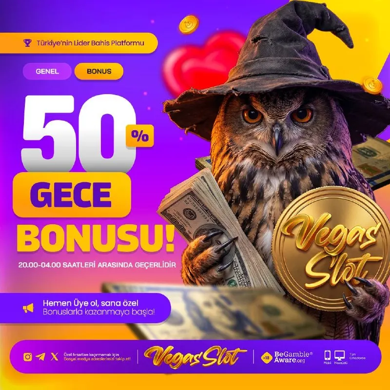🌙 %50 GECE BONUSU 🌙 ⏰ 20:00 - 04:00 Saatleri Arasında Geçerli 💰 Min. 500₺ Yatırıma…