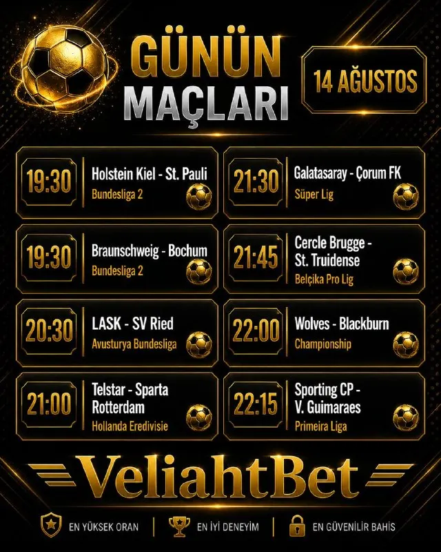 ⚽️ 14 Ağustos | Günün Maçları 🔥 Süper Lig, Bundesliga 2, Championship ve Avrupa…