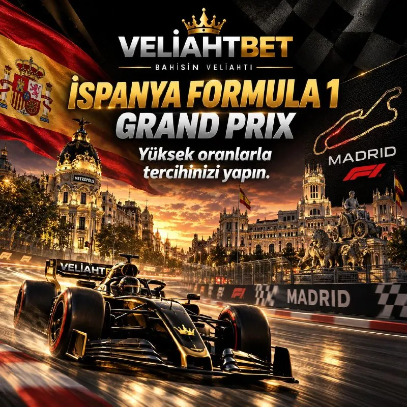 🏎️ İspanya Formula 1 Grand Prix Heyecanı VeliahtBet’te! 🔥 Madrid pistinde hız, strateji…