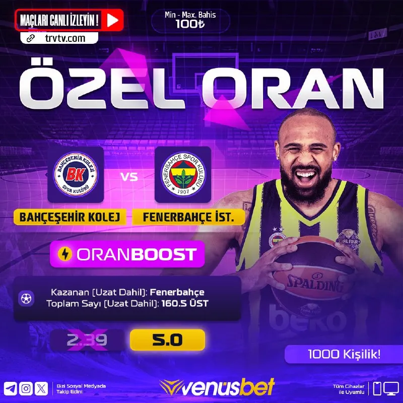 🔥 #Venus'ten spor severlere! Bir günde tam 3 Özel Oran! 🚀 ORANBOOST! kazandırıyor. UEFA…