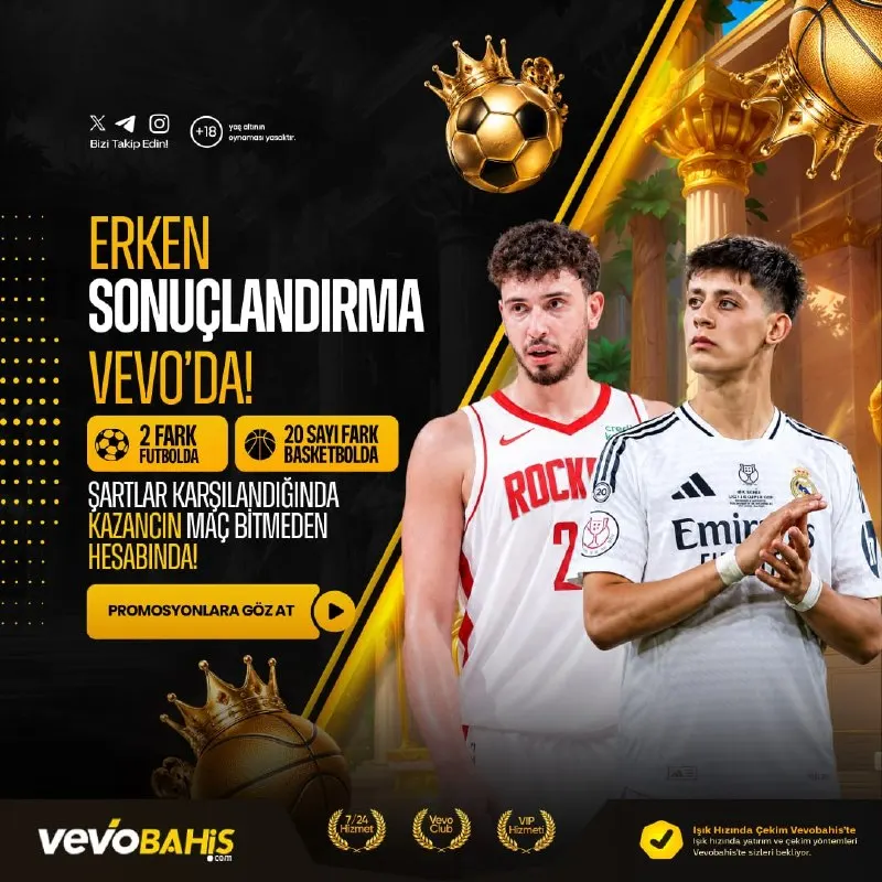 ⏰SON DÜDÜĞÜ BEKLEME! ERKEN SONUÇLANDIRMA VEVO'DA! Şartlar karşılandığında, kazancın maç…