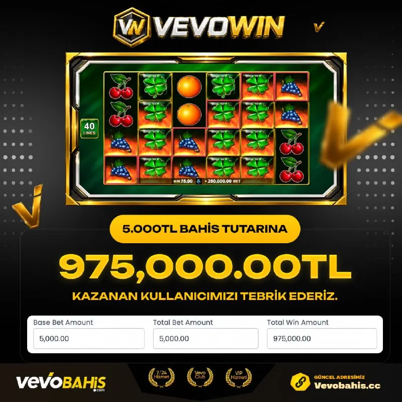 🎰 VEVOWIN'de büyük kazanç heyecanı devam ediyor! 🥲 40 Burning Hot 6 Reels oyununda 5.000₺…