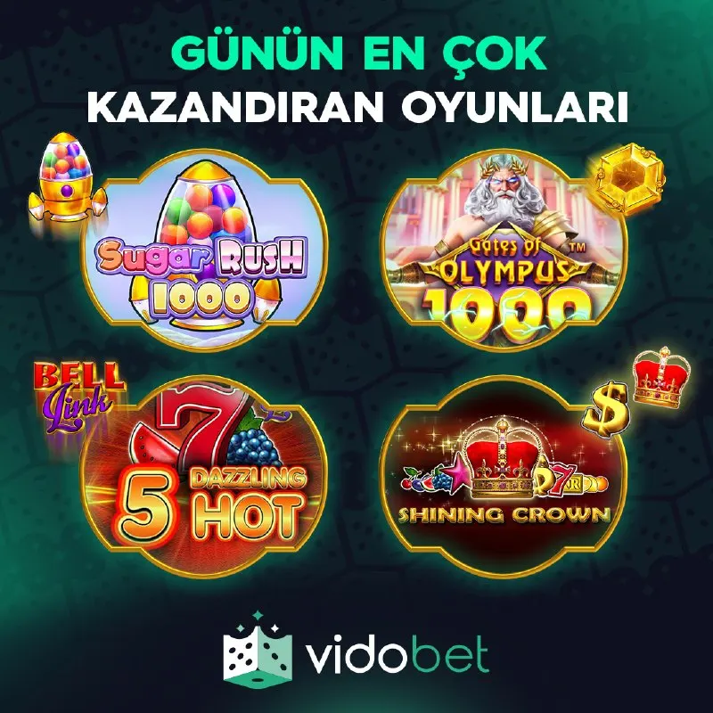 GÜNÜN EN ÇOK KAZANDIRAN SLOTLARI VİDOBET'TE! 🎰 🍭 Sugar Rush 1000 ⚡️ Gates of Olympus 1000…