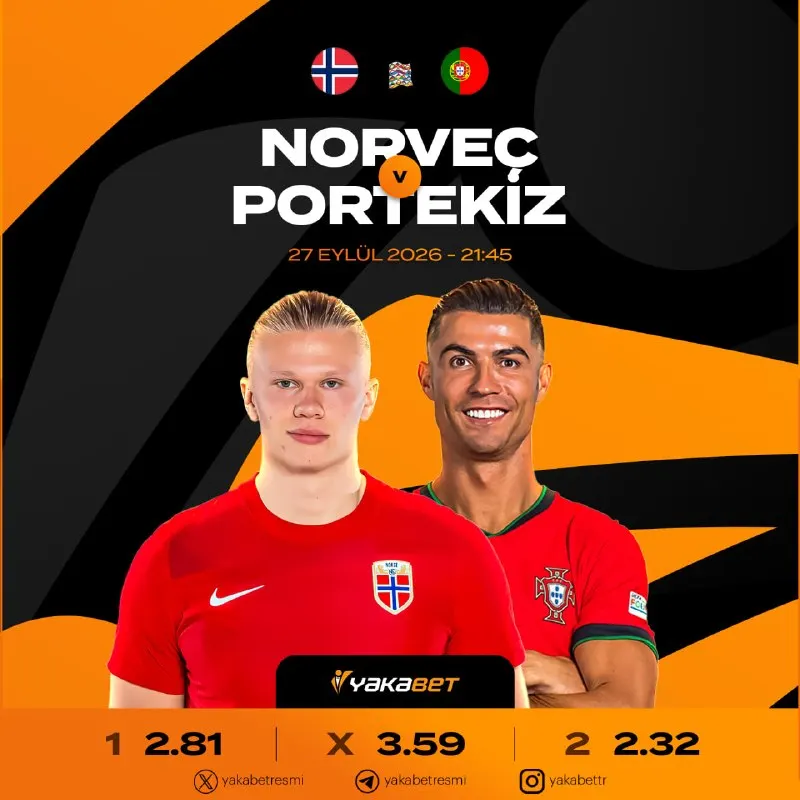 Günün maçı 🟧🟧🟧🟧'te! 🔥 Haaland ile Ronaldo'nun karşılaşması Yakabet'te! ➕ Avantajlı…