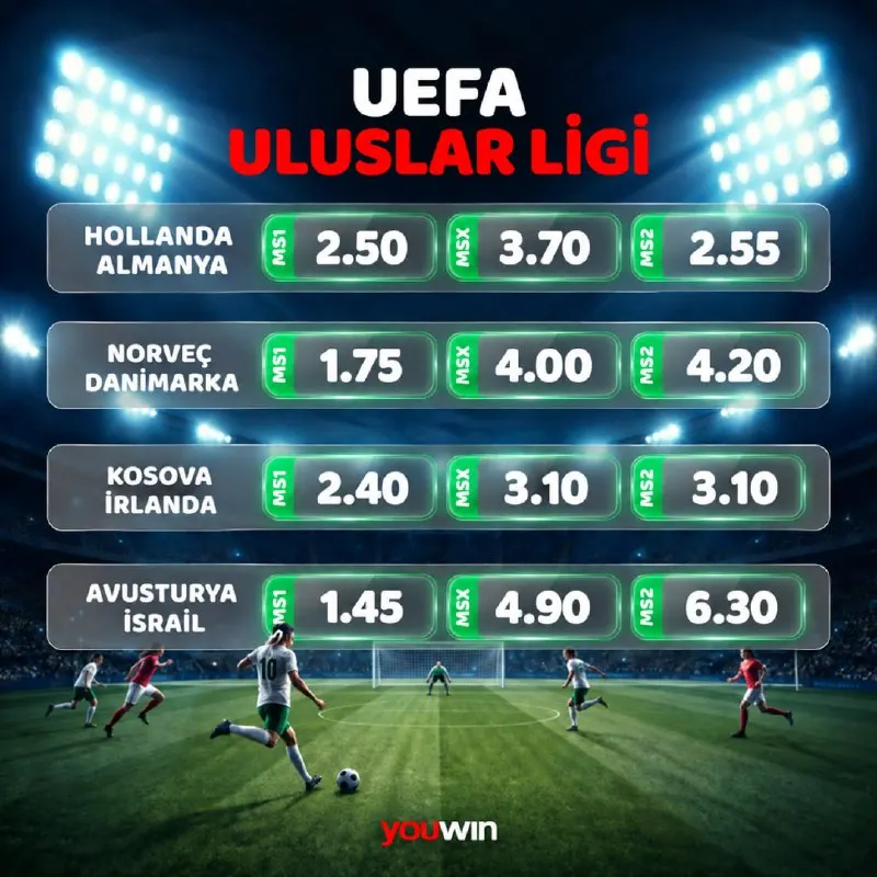 🏟 UEFA Uluslar Ligi’nde bu akşam futbol şöleni! 🔥 21:45 | Hollanda – Almanya ⚡️ 21:45 |…