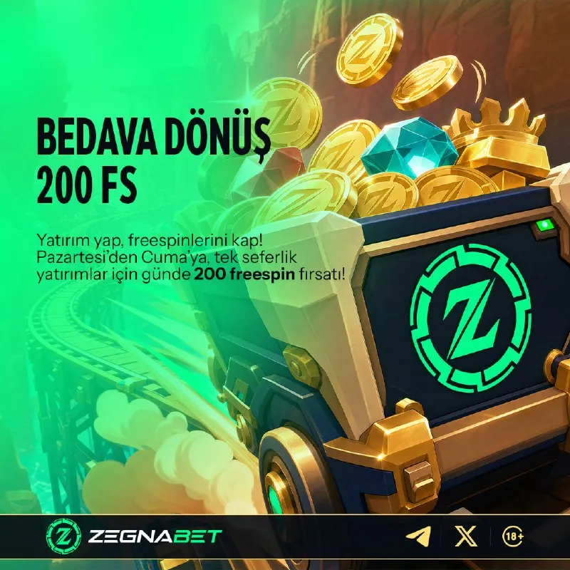 🎰 ZEGNABET'TEN HER GÜN 200 FREESPIN! Pazartesiden cumaya, tek seferde minimum 500₺…