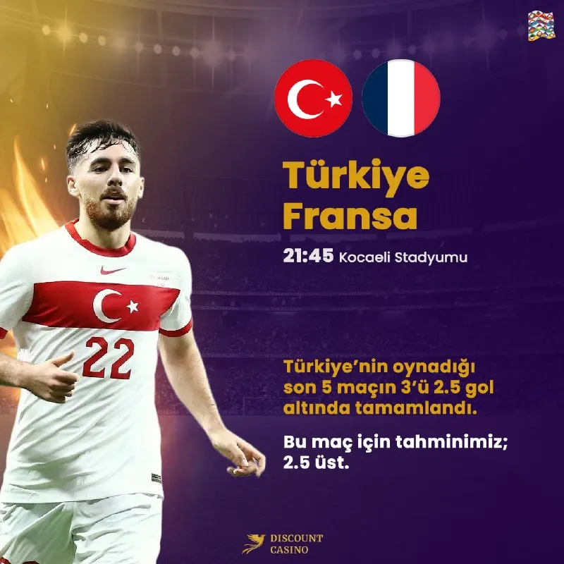 ⚽️ Türkiye ile Fransa 21:45’te Kocaeli Stadyumu’nda karşı karşıya geliyor. Türkiye’nin…