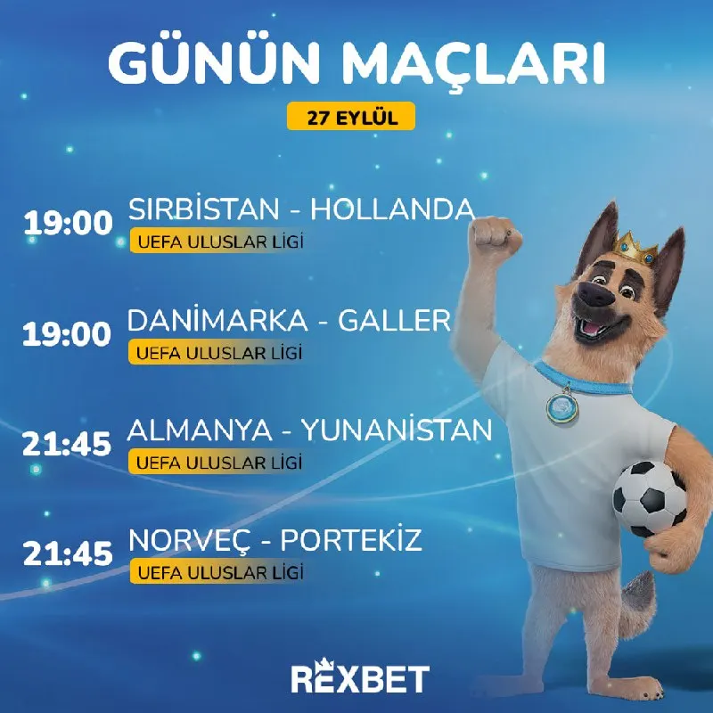 🇩🇰 Uluslar Ligi'nde Danimarka-Galler arasında oynanacak maça özel marketler Rexbet'te!…