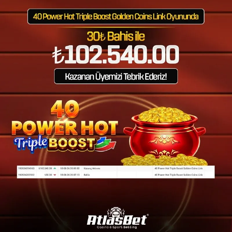 🚨 GÜNÜN REKOR KAZANCI! 🚨 Altın dolu kazan patladı, Atlasbet üyemiz büyük ödülü kaptı! ⚡️👏…