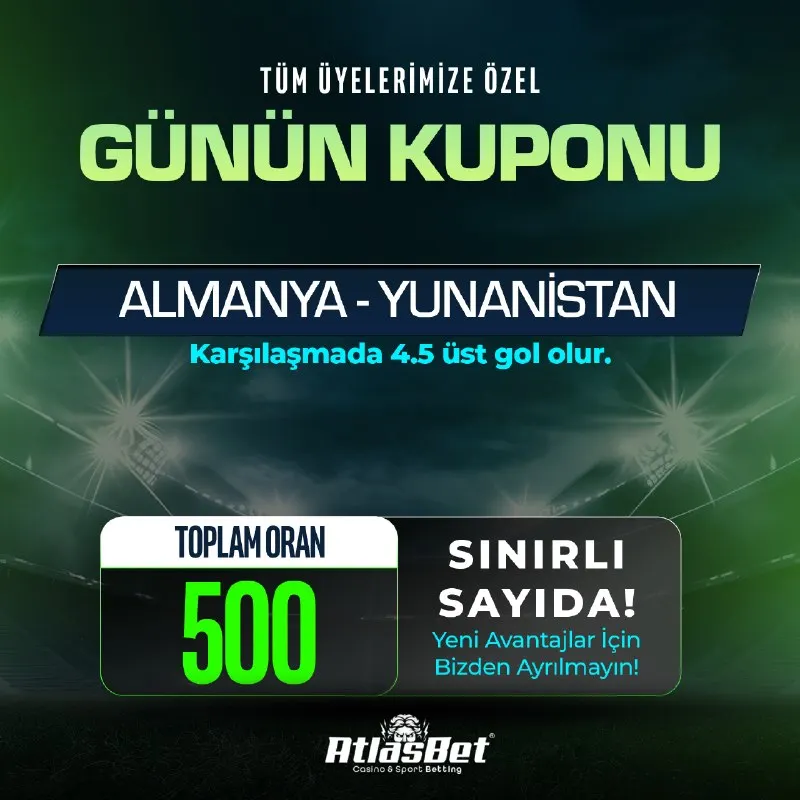 ⁉️Günün kuponu geldi ⁉️ 🗓Almanya- Yunanistan KARŞILAŞMADA toplam 4.5 üst olur 🚨Bahsini…