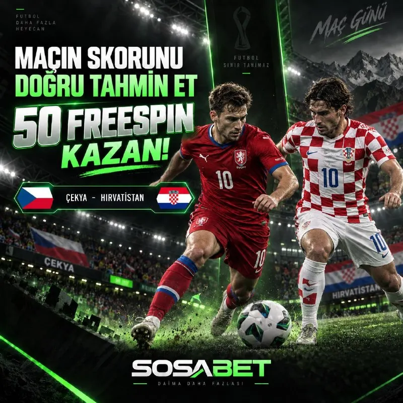 ⚽ Maç skorunu doğru tahmin et, 50 Freespin Kazan! 🔥 Çekya-Hırvatistan maç skorunu doğru…