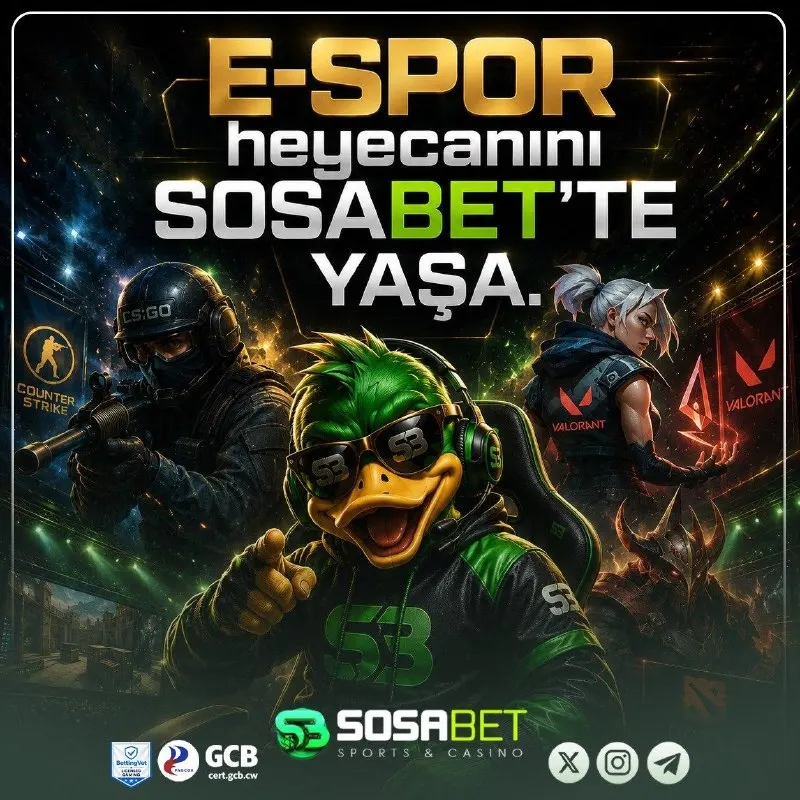 🎮 E-Spor heyecanını Sosabet'te zirvede yaşa! 💥 CS2, Valorant, Dota 2 ve daha birçok…