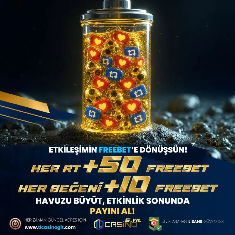 #TLCASİNO İLE ETKİLEŞİMİN FREEBET'E DÖNÜŞSÜN ! 🔥HER RT +50 FREEBET ! 🔥 🔥HER BEĞENİ +10…