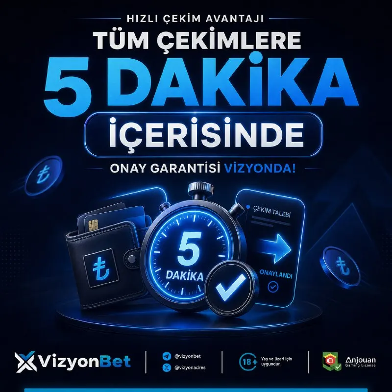 ⚡️ Çekim talebin hazırsa, beklemek yok! VizyonBet’te tüm çekim talepleri 5 dakika…