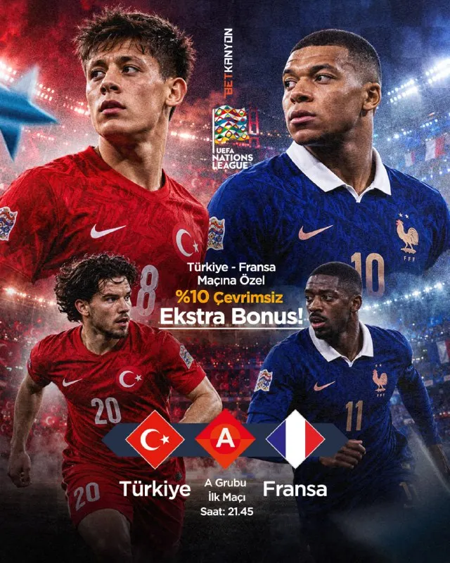 🇹🇷MİLLİ MAÇA ÖZEL BONUS FIRSATI BETKANYON’DA! 🔥 🇹🇷 Türkiye 🆚 Fransa 🇫🇷 Uluslar Ligi’nde…