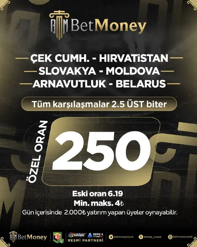 🔥 Günün Özel Oranlı Kuponu BetMoney’de! 🎯 HEPSİ 2.5 ÜST 💥 Özel Oran: 250 📉 Eski Oran…