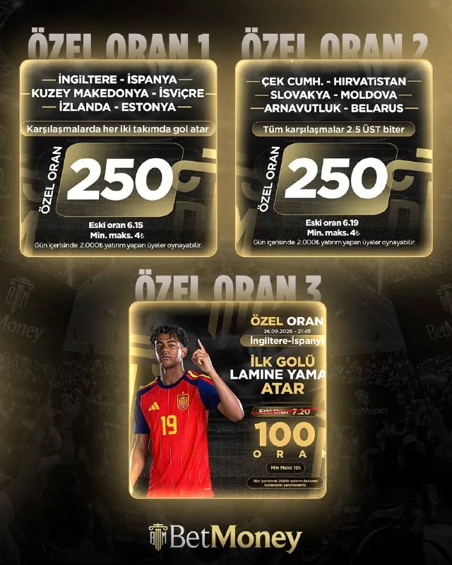 📣 BETMONEYİN ÖZEL ORANLARI SİZLERLE❗️ 💰Artırılmış Oranlar ve Kombine Bonusu❗️ 🚀 Dünyanın…