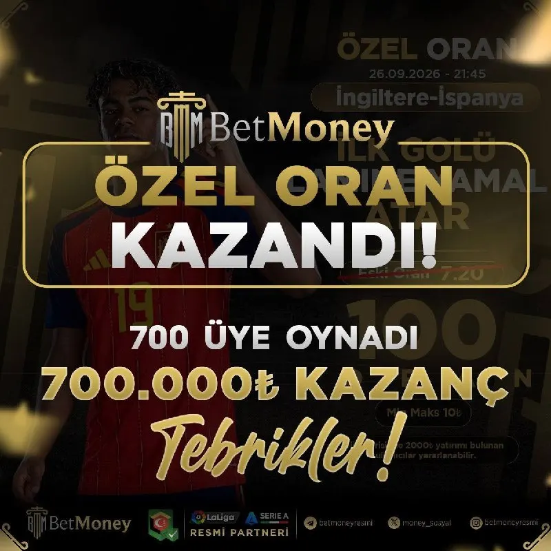 🔥 ÖZEL ORAN KAZANDI! 👥 700 üye oynadı 💰 700.000 TL kazanç 🏆 Tebrikler!